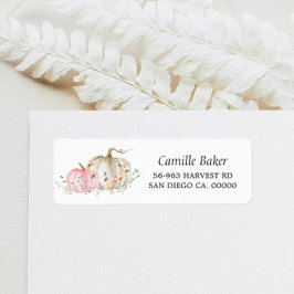 Roze pomkin Baby shower Return Address Label