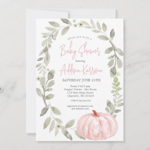 Roze pomkin Baby shower Uitnodiging