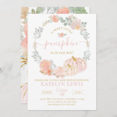 Roze pomkin Baby shower Uitnodiging (Voorkant / Achterkant)