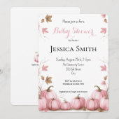 Roze pomkin Baby shower Uitnodiging (Voorkant / Achterkant)