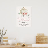Roze pomkin Baby shower Welkomstteken Poster (Keuken)