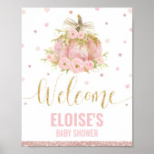 Roze pomkin Baby shower Welkomstteken Poster (Voorkant)