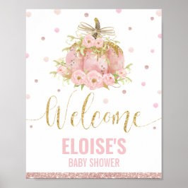Roze pomkin Baby shower Welkomstteken Poster