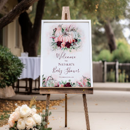 Roze pomkin Baby shower Welkomstteken Poster