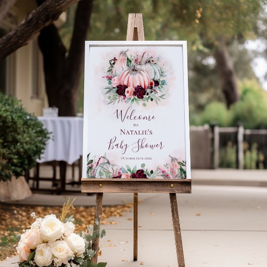 Roze pomkin Baby shower Welkomstteken Poster