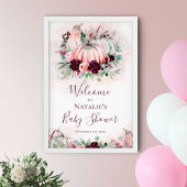 Roze pomkin Baby shower Welkomstteken Poster