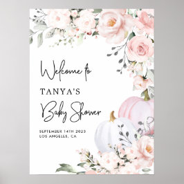 Roze pomkin Baby shower Welkomstwoord Poster