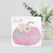 Roze pomkin Eerste Birthday Uitnodiging (Staand voorkant)