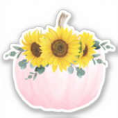Roze pomkin en zonnebloem sticker (Voorkant)