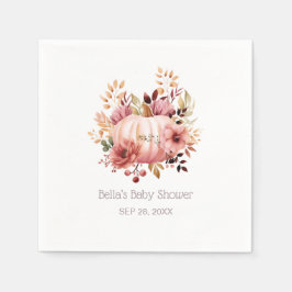 Roze pomkin Floral Baby shower Servet