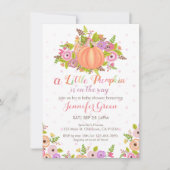 Roze pomkin Floral Baby shower Uitnodiging (Voorkant)