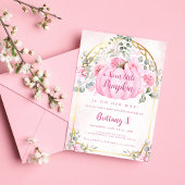 Roze pomkin Floral Baby shower Uitnodiging