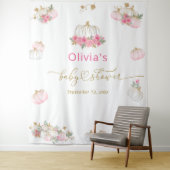 Roze pomkin Floral Baby shower Wandkleed (In situ)