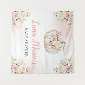 Roze pomkin Floral Girl Baby shower Achtergrond Wandkleed (Voorkant (horizontaal))