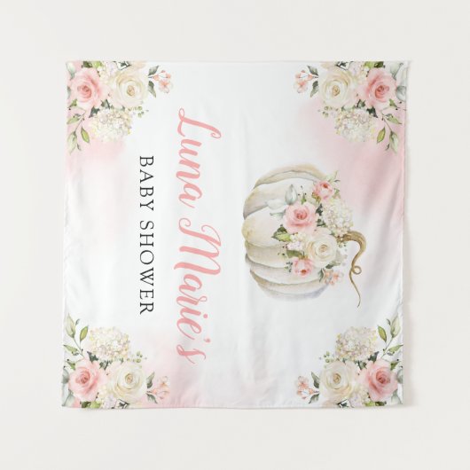 Roze pomkin Floral Girl Baby shower Achtergrond Wandkleed (Voorkant (horizontaal))