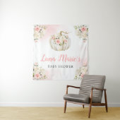 Roze pomkin Floral Girl Baby shower Achtergrond Wandkleed (In situ)