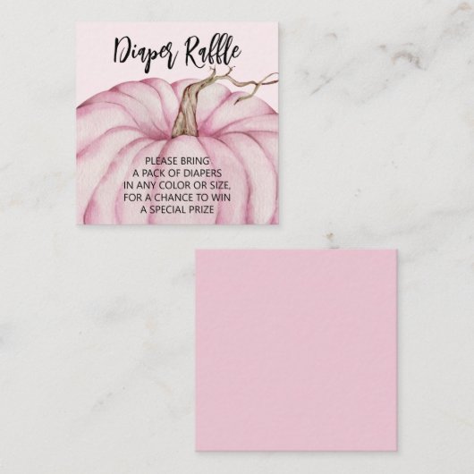 Roze pomkin Girl Baby Diaper Raffle Informatiekaartje (Voorkant / Achterkant)