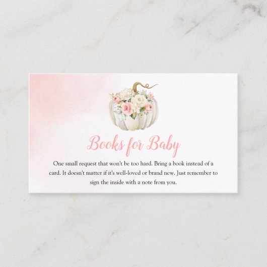 Roze pomkin Girl Baby shower Book Request Enclosu Informatiekaartje (Voorkant)