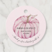 Roze pomkin Girl Baby shower Dank u wel Bedankjes Labels (Voorkant)