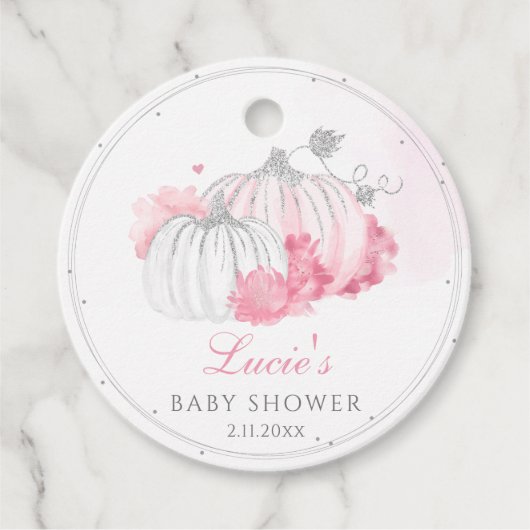 Roze pomkin Girl Baby shower Dank u wel Bedankjes Labels (Voorkant)