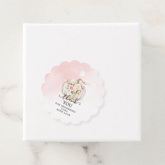 Roze pomkin Girl Baby shower Dank u wel Bedankjes Labels (In situ)