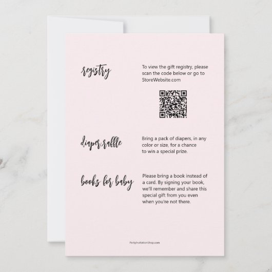 Roze pomkin Girl-Baby shower Kaart (Achterkant)