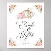 Roze pomkin Girl Baby shower Kaarten en Gifts Sign Poster (Voorkant)