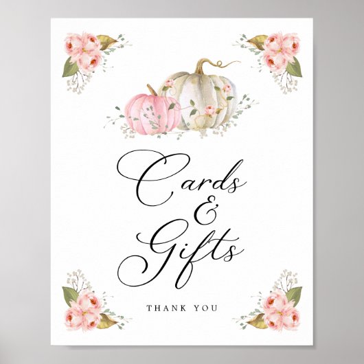 Roze pomkin Girl Baby shower Kaarten en Gifts Sign Poster (Voorkant)