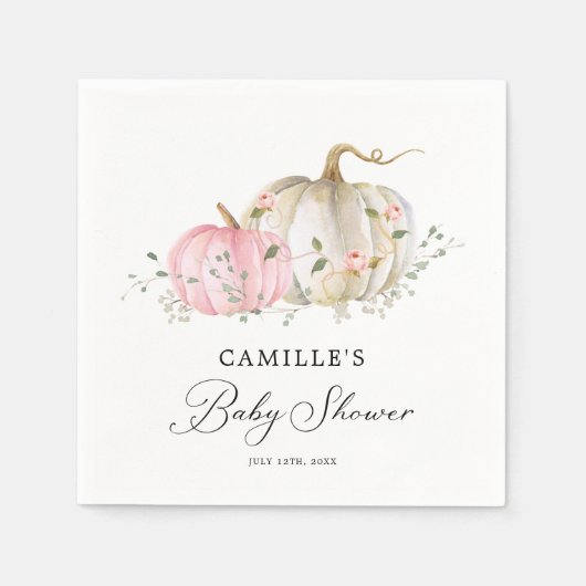 Roze pomkin Girl Baby shower Paper Servet (Voorkant)