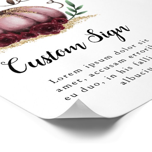 Roze pomkin Girl-Baby shower Poster (Hoek)