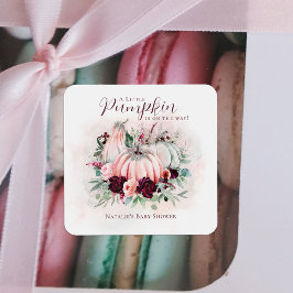 Roze pomkin Girl-Baby shower Vierkante Sticker