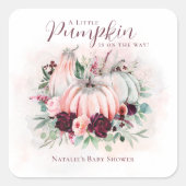 Roze pomkin Girl-Baby shower Vierkante Sticker (Voorkant)