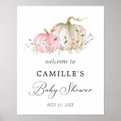 Roze pomkin Girl Baby shower Welkomstteken Poster (Voorkant)