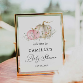 Roze pomkin Girl Baby shower Welkomstteken Poster