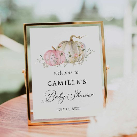 Roze pomkin Girl Baby shower Welkomstteken Poster