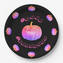 Roze pomkin Halloween Papieren Bordje