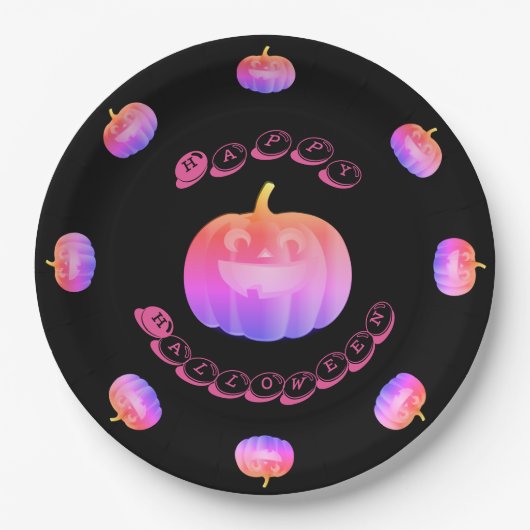 Roze pomkin Halloween Papieren Bordje (Voorkant)