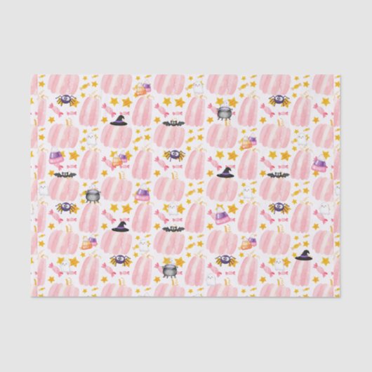 Roze pomkin Halloween Tissuepapier (Voorkant)