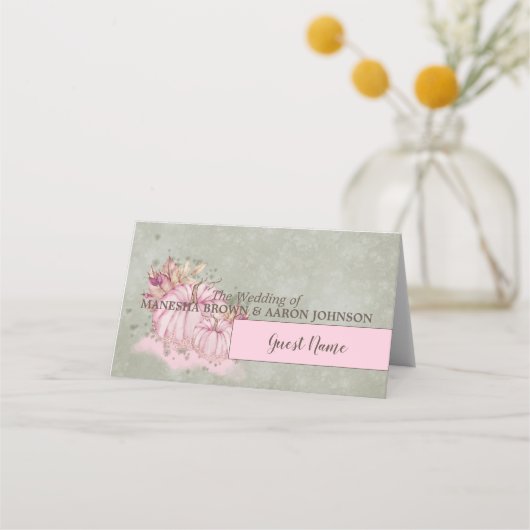 Roze pomkin Harvest Herfst - Place Card Plaatskaartje (Voorkant)