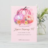 Roze pomkin Herfst Birthday Uitnodiging (Staand voorkant)