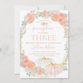 Roze pomkin Herfst Birthday Uitnodiging (Voorkant)