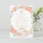 Roze pomkin Herfst Birthday Uitnodiging (Staand voorkant)