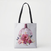 Roze pomkin herfst florale waterverf nabloemen tote bag (Voorkant)