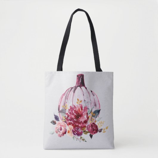 Roze pomkin herfst florale waterverf nabloemen tote bag (Voorkant)