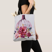 Roze pomkin herfst florale waterverf nabloemen tote bag (Dichtbij)