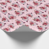 Roze pomkin herfst florale waterverf najaarpatroon cadeaupapier (Hoek)