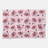 Roze pomkin herfst florale waterverf najaarpatroon theedoek (Horizontaal)