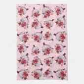 Roze pomkin herfst florale waterverf najaarpatroon theedoek (Verticaal)