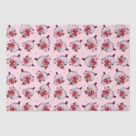 Roze pomkin herfst florale waterverf najaarpatroon tissuepapier (Voorkant)