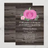 Roze pomkin Rustic Baby shower Uitnodiging (Voorkant / Achterkant)